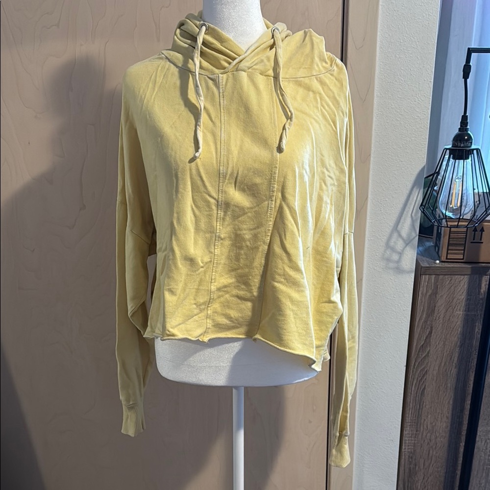 Yellow Cropped Hoodie